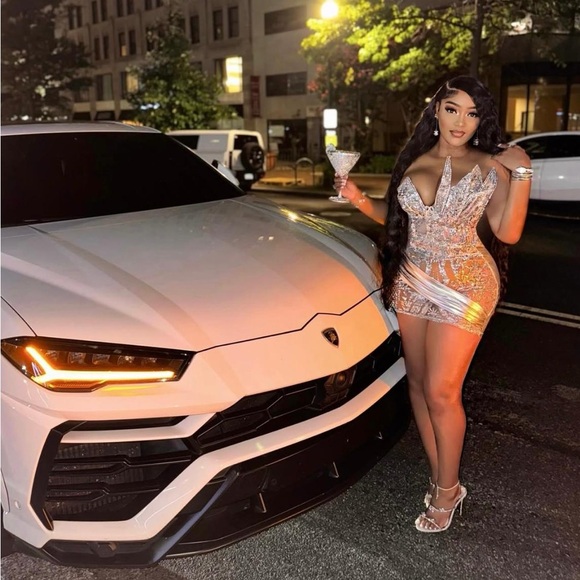 Elegant Silver Custom Evening Birthday Dress - Picture 3 of 6